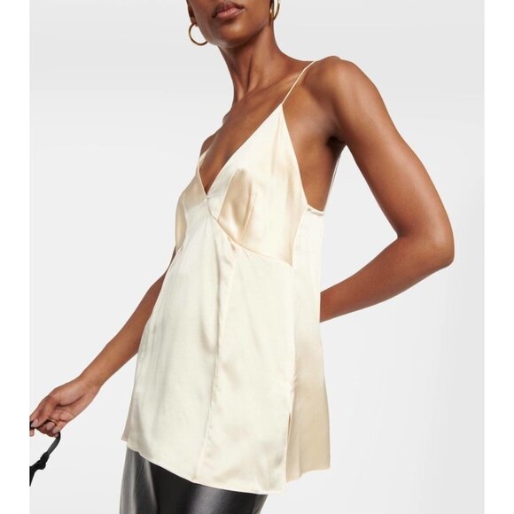 KHAITE Grisella ecru silk-charmeuse camisole top size 8 - Picture 1 of 10